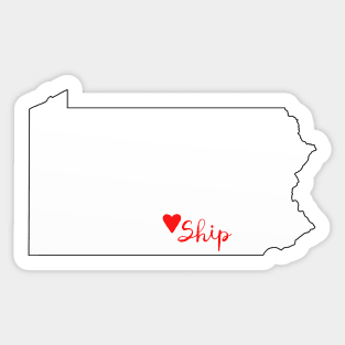 Heart Ship - Shippensburg Sticker